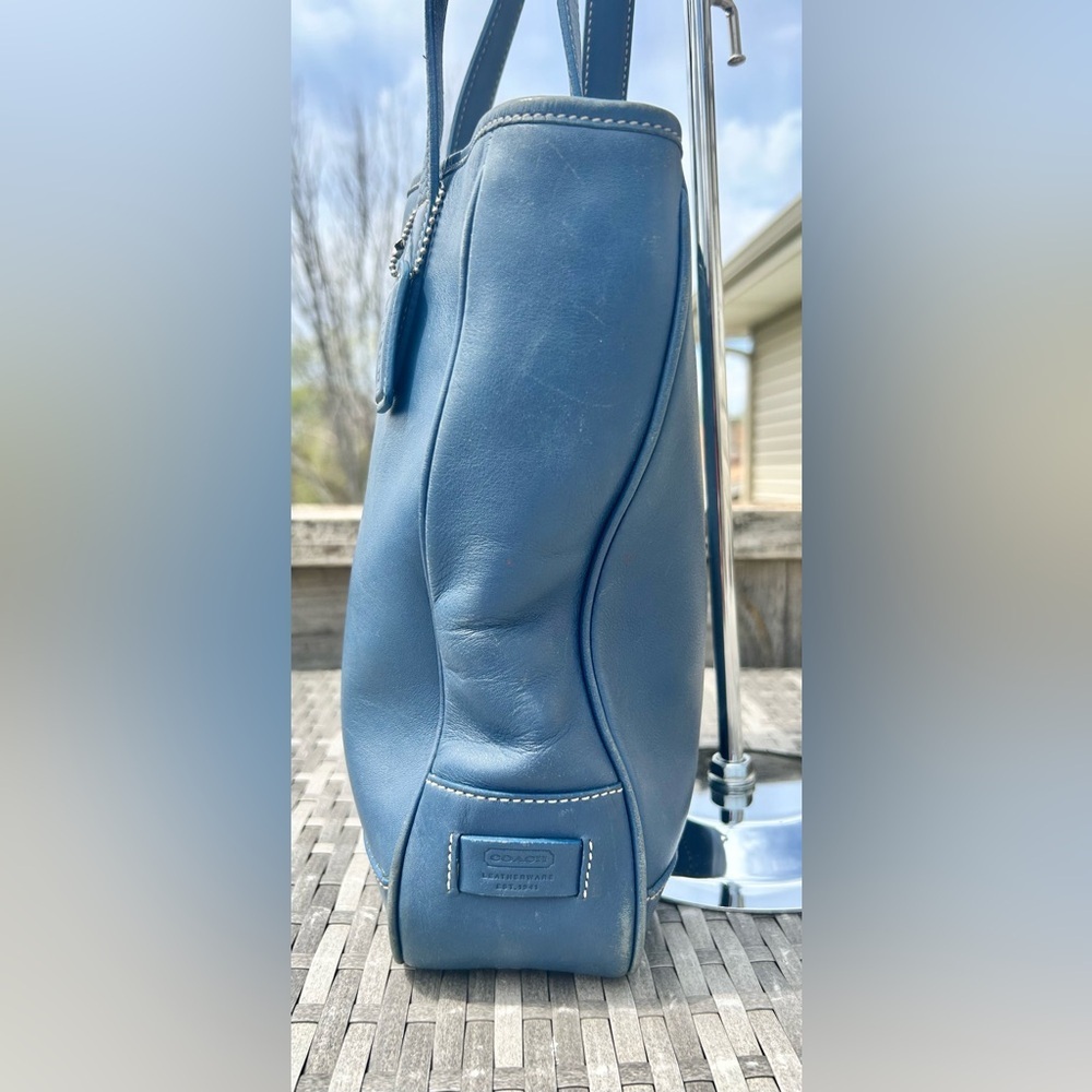 1992 True Vintage Cornflower Blue Coach Hampton Shoulder Bag Tote​ - Picture 7 of 14